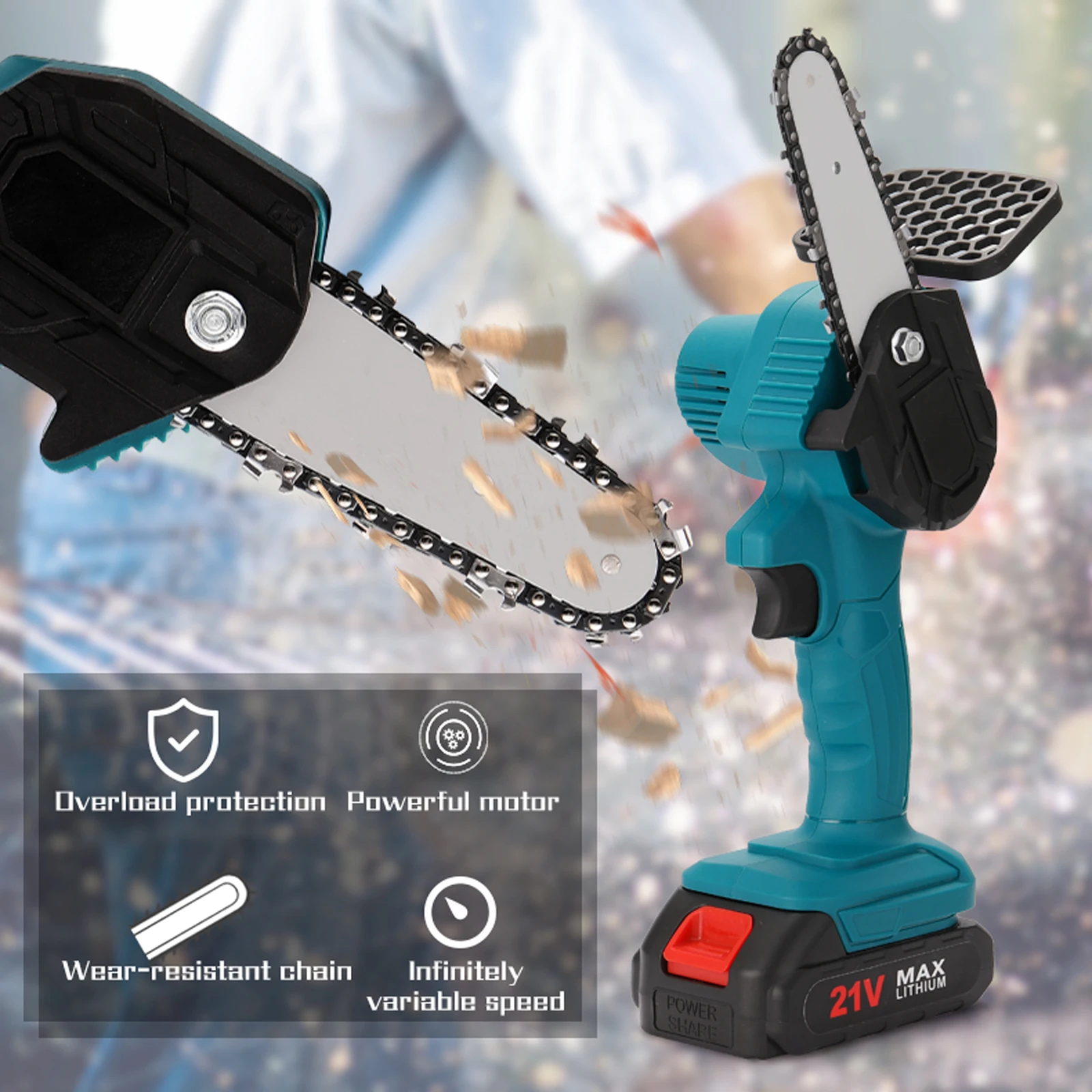 24V Electric Pruning Saw Mini Electric Saw Chainsaw Rechargeable Wood Cutting Machine Woodworking Power Tool With Battery