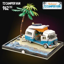 

MOC Technical T2 Camper Van Car Bus Building Blocks City Street View Whale Model DIY Bricks Car Toys for Children Birthday Gifts