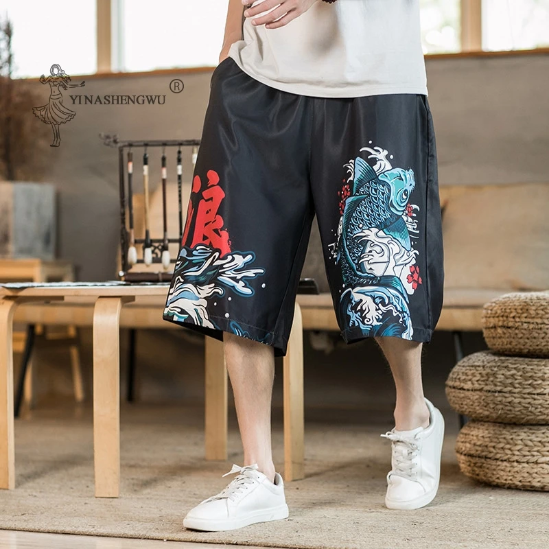 Pantalones Kimono hombre, ropa japonesa informal, suelta, estampado samurái, estilo Yukata, cárdigan trajes asiáticos tradicionales|Ropa de Asia y las Islas del Pacífico| -