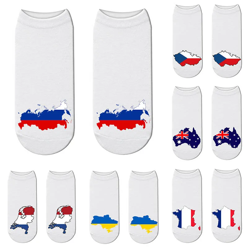 

New Creative 3D Printing Funny Map Men Socks Mini Pattern American Russian Colorful Women Summer Cotton Breathable Happy Socks