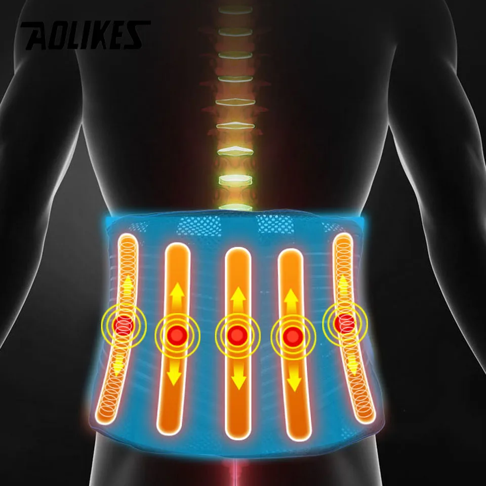 AOLIKES Self-термический Турмалин Магнитный 9 шт. Сталь кости поясничного Поддержка ремень корсажный пояс сзади корректирующий фиксатор осанки пояс