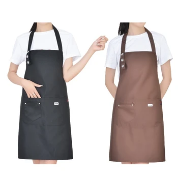 

2 Pack Men Women Adjustable Bib Apron Cooking Chef Dress With Pocket