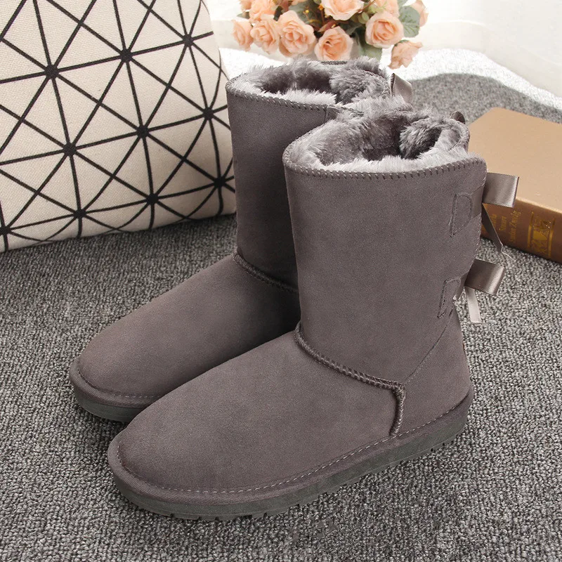 Высококачественные Брендовые женские зимние ботинки; зимние ботинки из натуральной кожи; женские ботинки на шнурках; теплые зимние ботинки; botas mujer - Цвет: z80 gray
