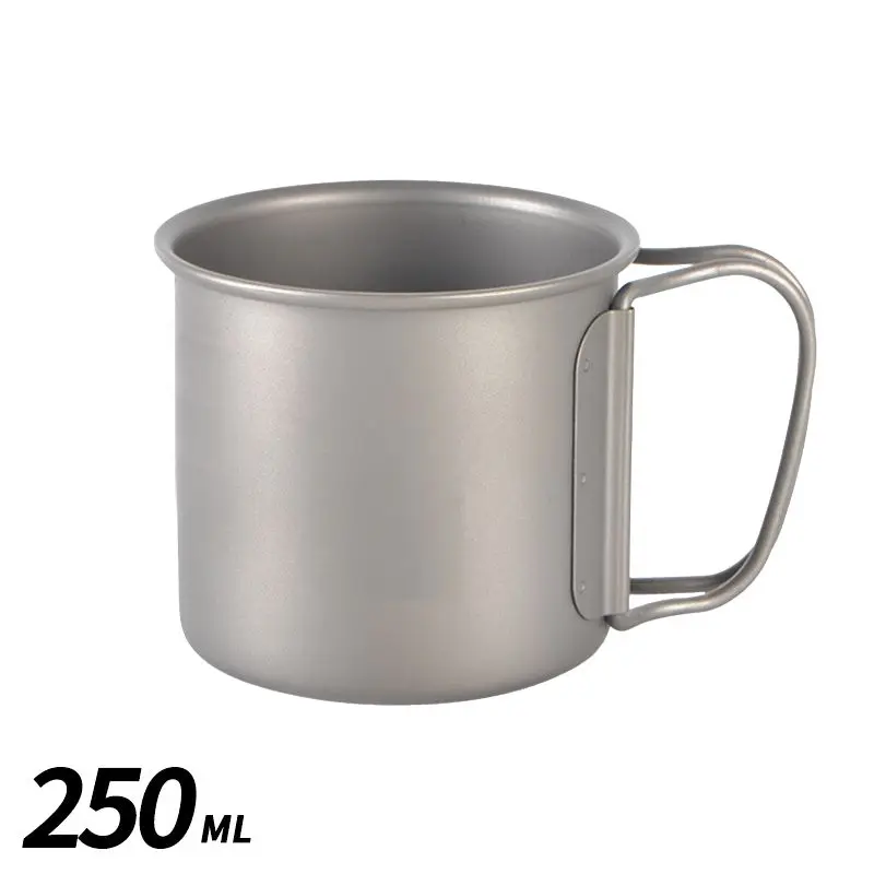 Чашка для кемпинга многофункциональная Высококачественная титановая нагревательная кружка Складная ручка титановый горшок с крышкой - Цвет: 250ML