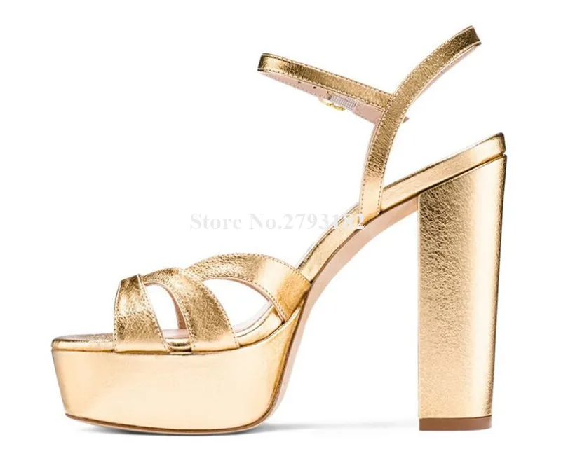 Sexy Women Snake Leather High Platform Chunky Heel Sandals Ankle Strap Buckles Thick High Heel Sandals Wedding Dress Shoes