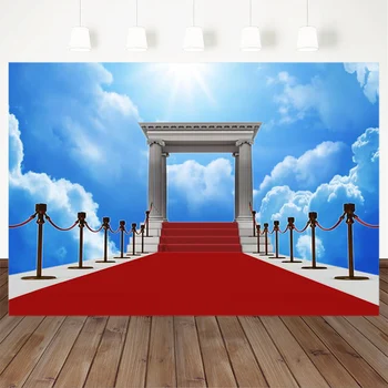

Red Carpet Photography Background Blue sky and white clouds Backdrops Decoration Props Printed Banner For Photo Studio
