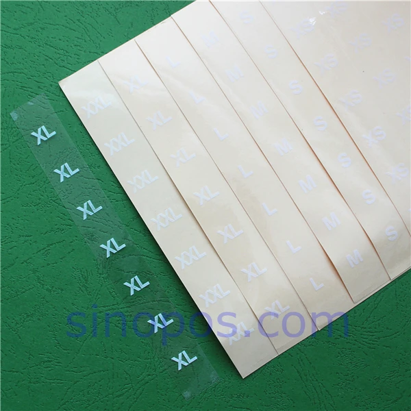 Clothes Size Strip Label, adhesive clear tape rectangular labels apparel pants folded garment pile display tag clothing sticker