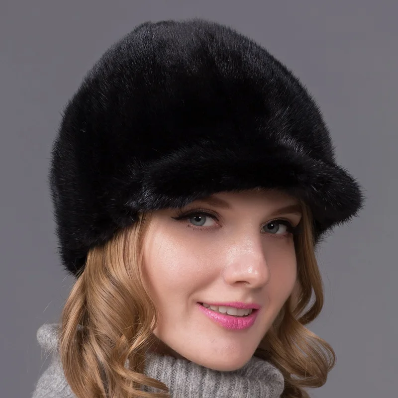 Женские шапки из натурального меха норки для верховой езды, женские зимние теплые Остроконечные шапки, головные уборы для женщин