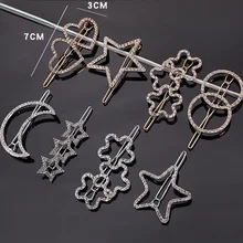 

Women Rhinestones Geometric Hairpin Hair Clips Heart Flower Barrette Hairstyle Girls Student Hair Pins Hair Accessories