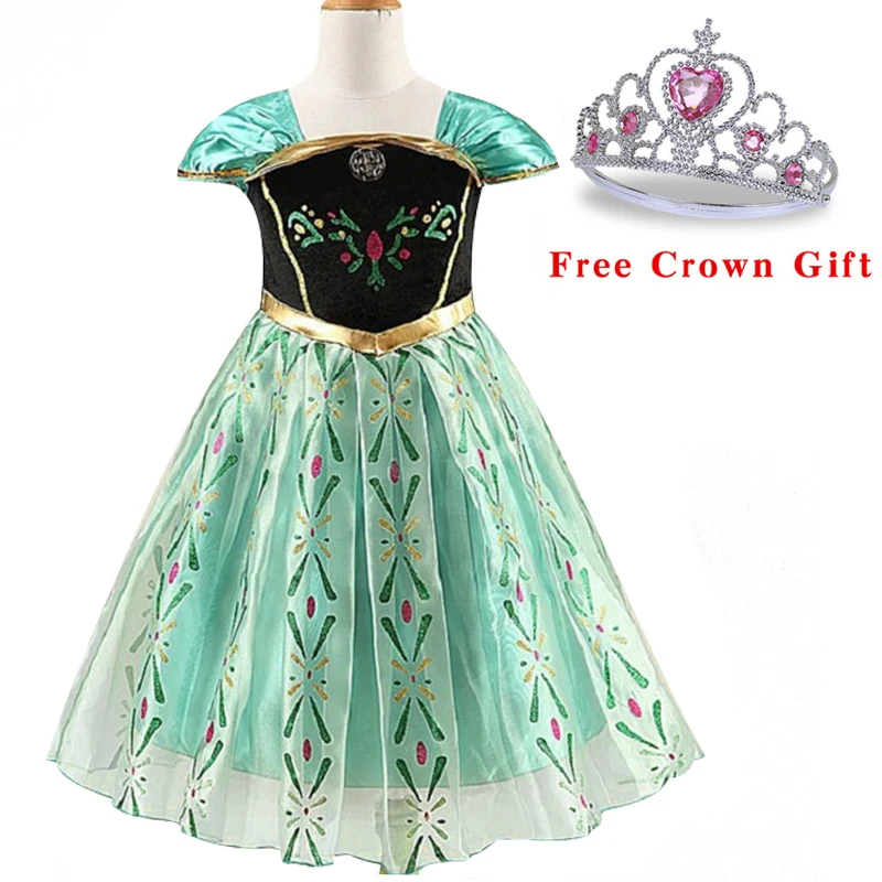 Платье для маленьких девочек с короной; карнавальный костюм Анны и Эльзы на Рождество; летнее платье принцессы для девочек на День рождения; Vestidos Menina - Цвет: as picture