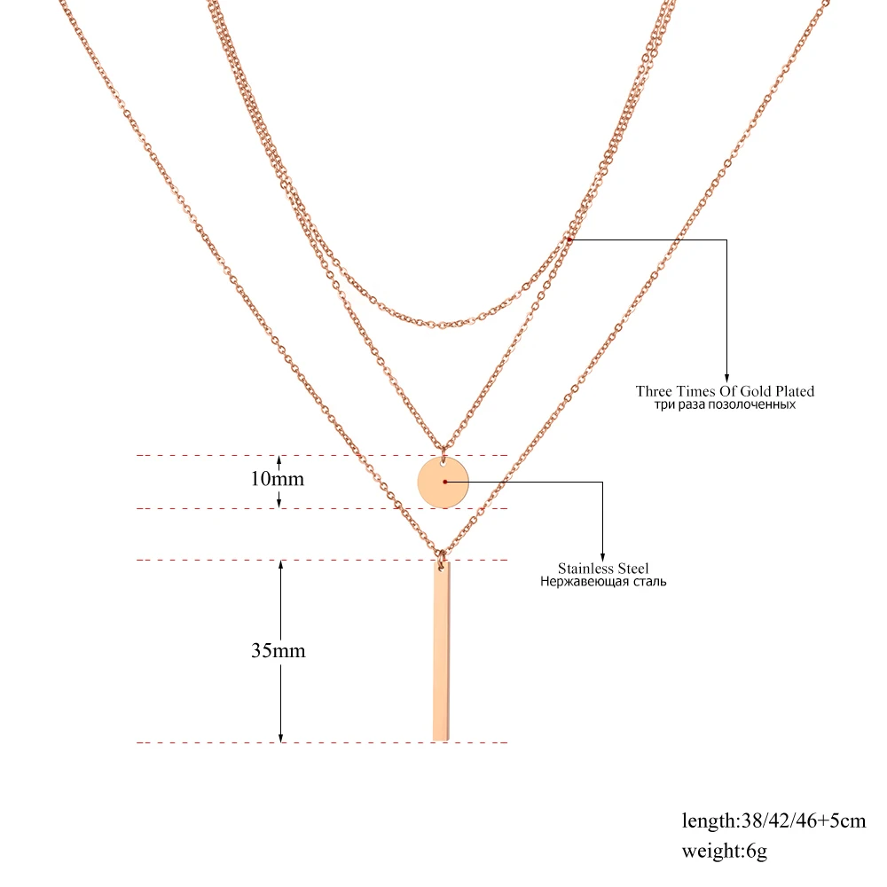 Lokaer модное прямоугольное маленькое круглое дамское ожерелье из нержавеющей стали геометрическое трехслойное ожерелье Чокеры для женщин N19149
