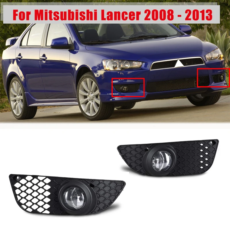 Car Fog Lamp for Mitsubishi Lancer 2008 - 2013 Halogen Bulbs 12V Lights With Wiring Harness &amp Grilles Cover Trim Kit |