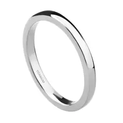 Elegant Blue Titanium Slim Band for Women and Men - Fashion Jewelry Ring (Silver)