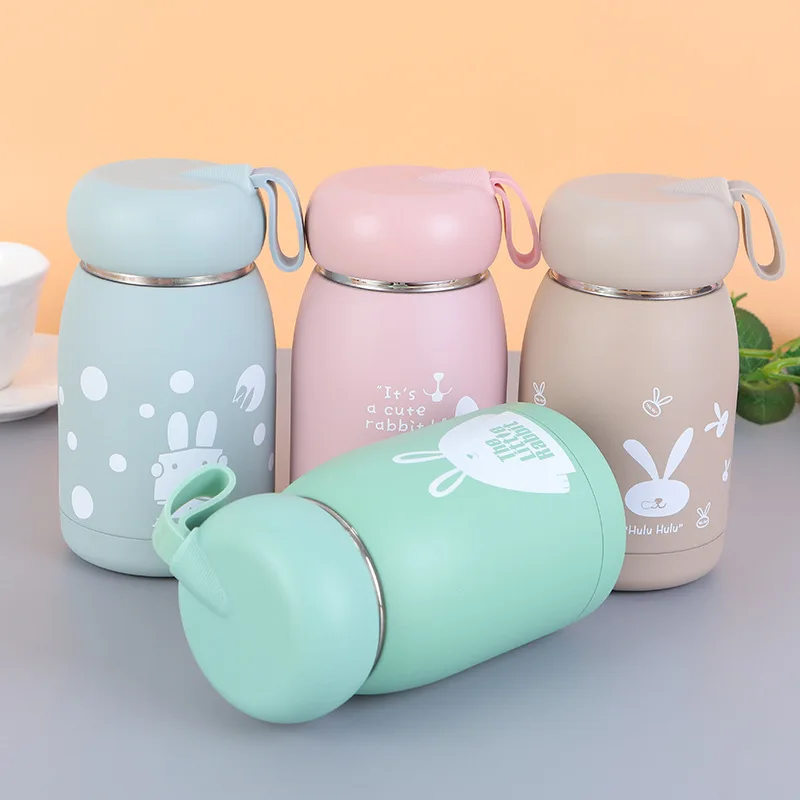 

320ml Insulated Vacuum Water Bottle Stainless Steel Thermal Cup For Kids Stduent Cartoon Rabbit Decor Children Thermal Cup Flask