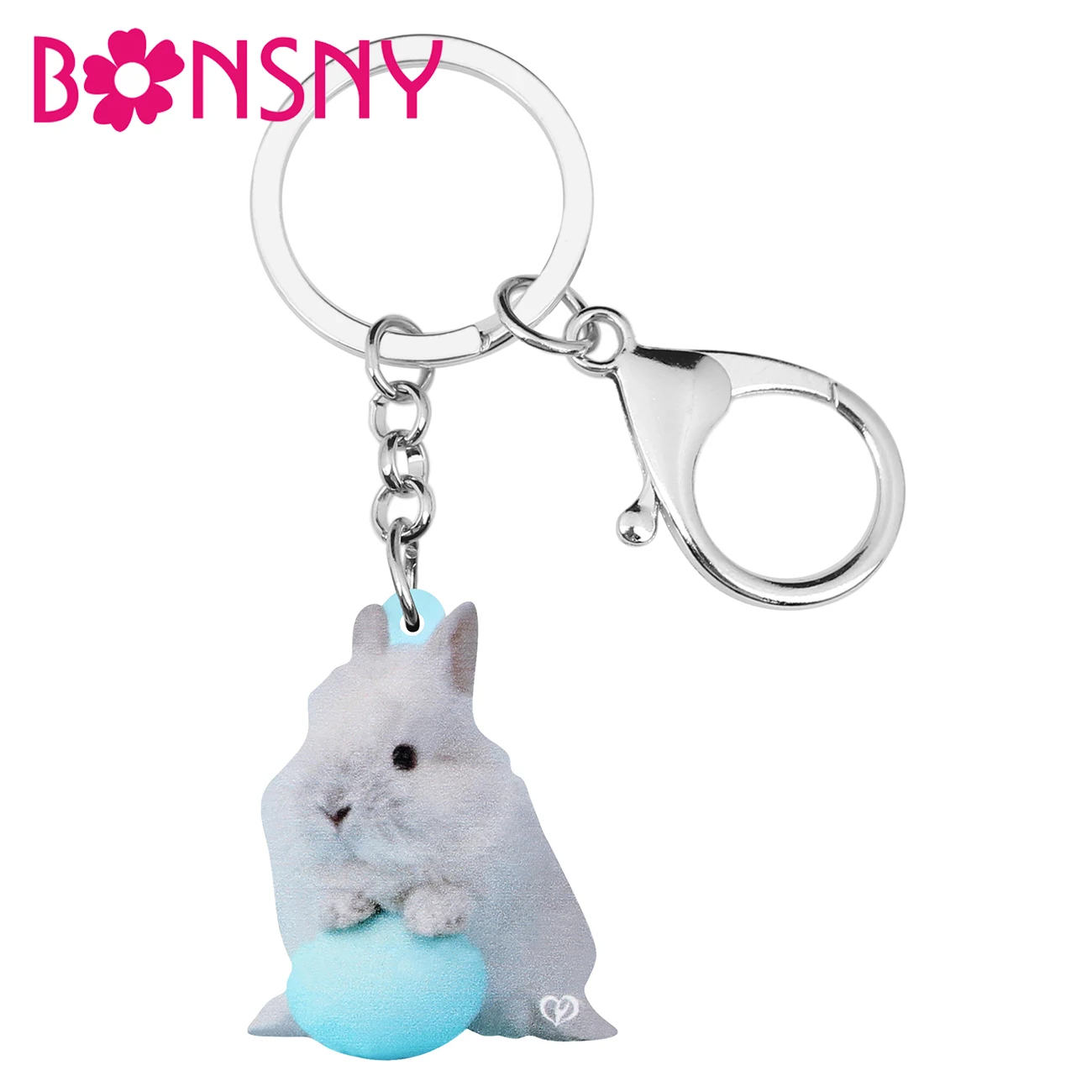 Bonsny Acrylic White Easter Eggs Hare Rabbit Bunny Keychains Keyring Pet Animal Key Chain Jewelry For Women Kid Gifts Decoration |