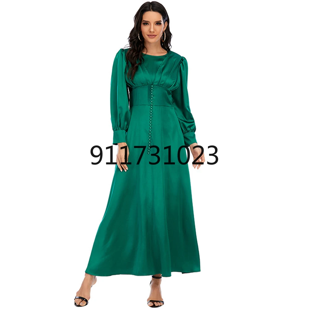 Женское длинное атласное платье Abaya в мусульманском стиле кафтан вечернее