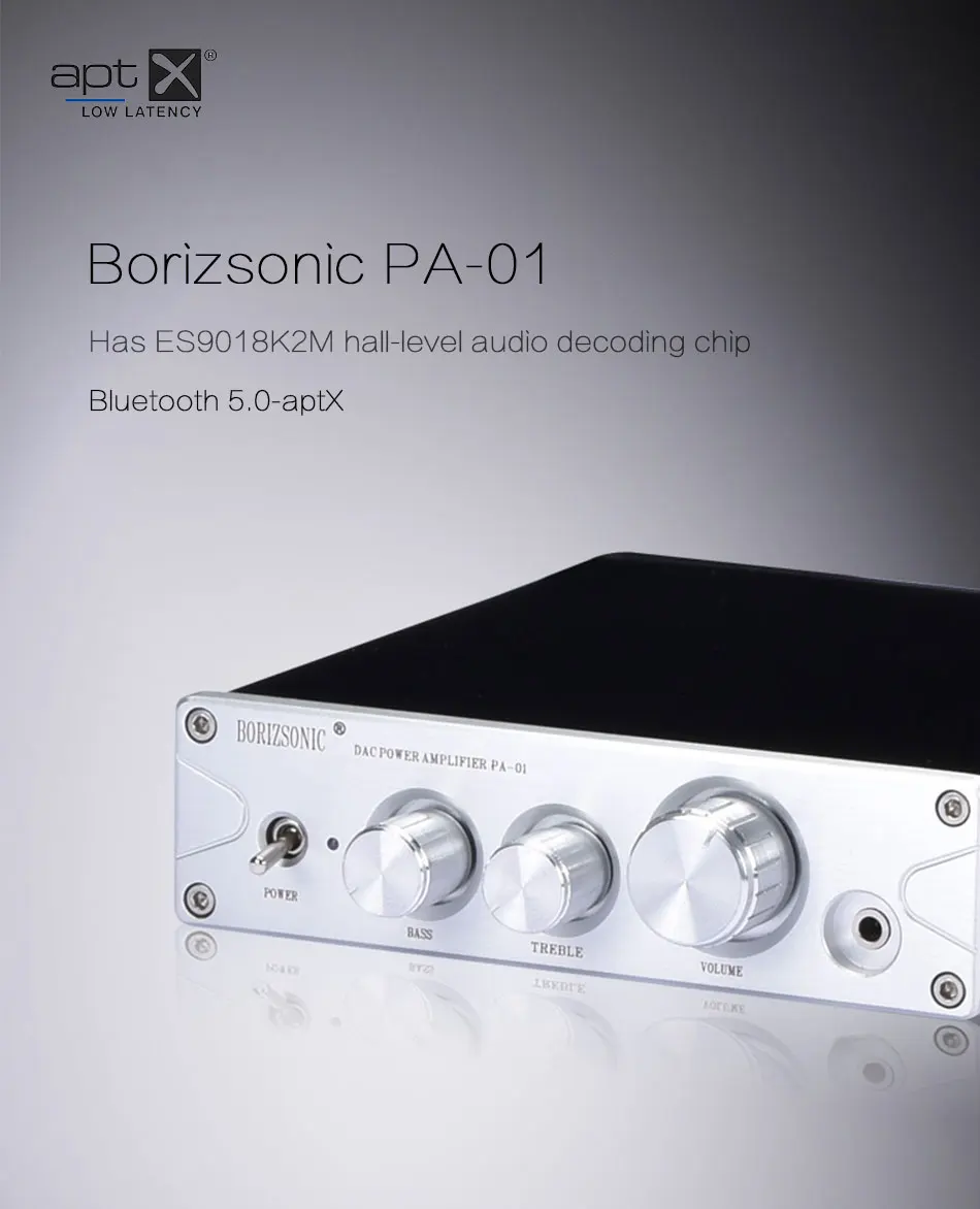 BORIZSONIC PA-01 HiFi усилитель мощности TPA3116 Bluetooth 5,0 APTX ES9018K2M DAC стерео класса D усилитель для наушников 100 Вт* 2