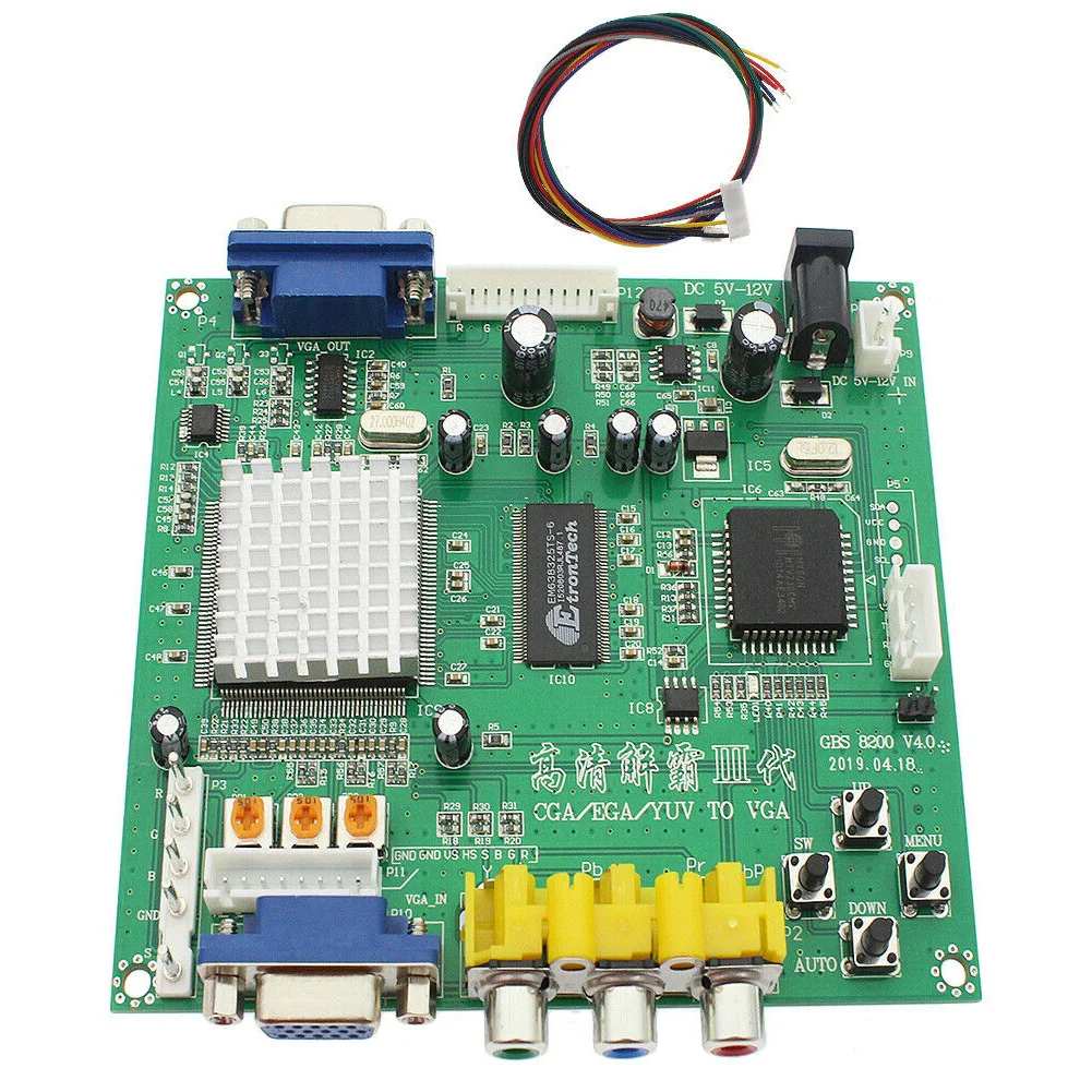 GBS8200 адаптер CGA/RGBS к VGA Портативный видео конвертер Модуль с проводом профессиональный Прочный PCB аксессуары мини игры