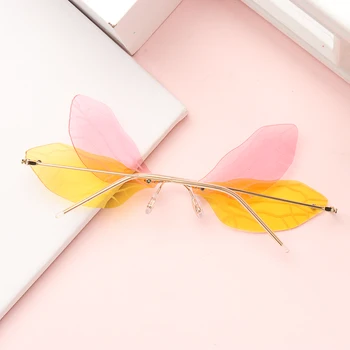 

Fashion Butterfly Sunglasses Rimless Sun Glasses Women Gradient Lens Steampunk Sunglasses Vintage Mirror Eyewear UV400 dROPSHIP