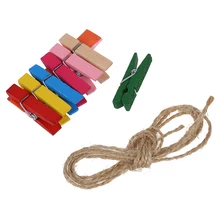 7 шт. фото линия рисунок фотография рамка подвесная веревка для демонстрации 7 деревянных зажимов конопли