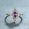 Vintage Female Purple Crystal Stone Jewelry Cute Gold Color Wedding Rings For Women Luxury Oval Engagement Valentines Day Gift ► Photo 3/6