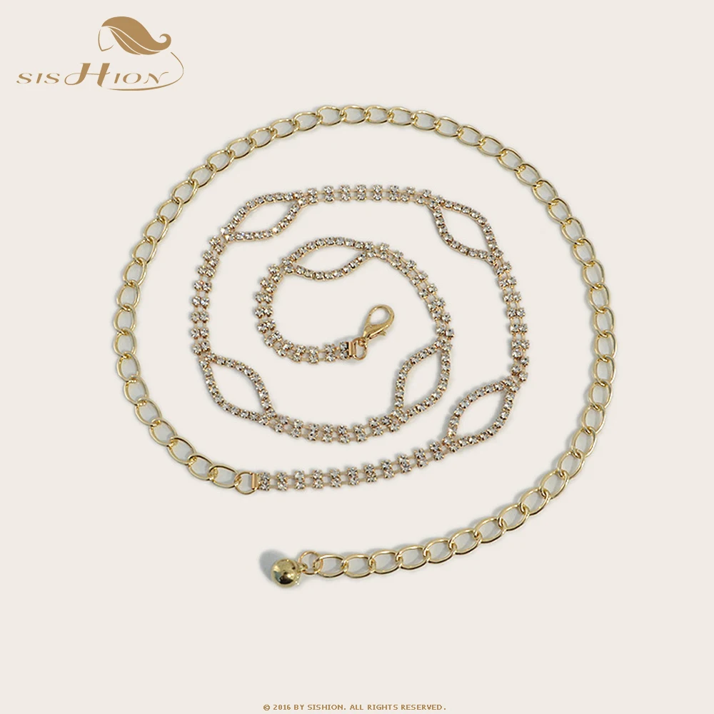 

SISHION Rhinestone Waist Chain Fashion Thin Section Women's Chain Ladies Elegant Luxury Belly Dance Diamond Belt SP1620