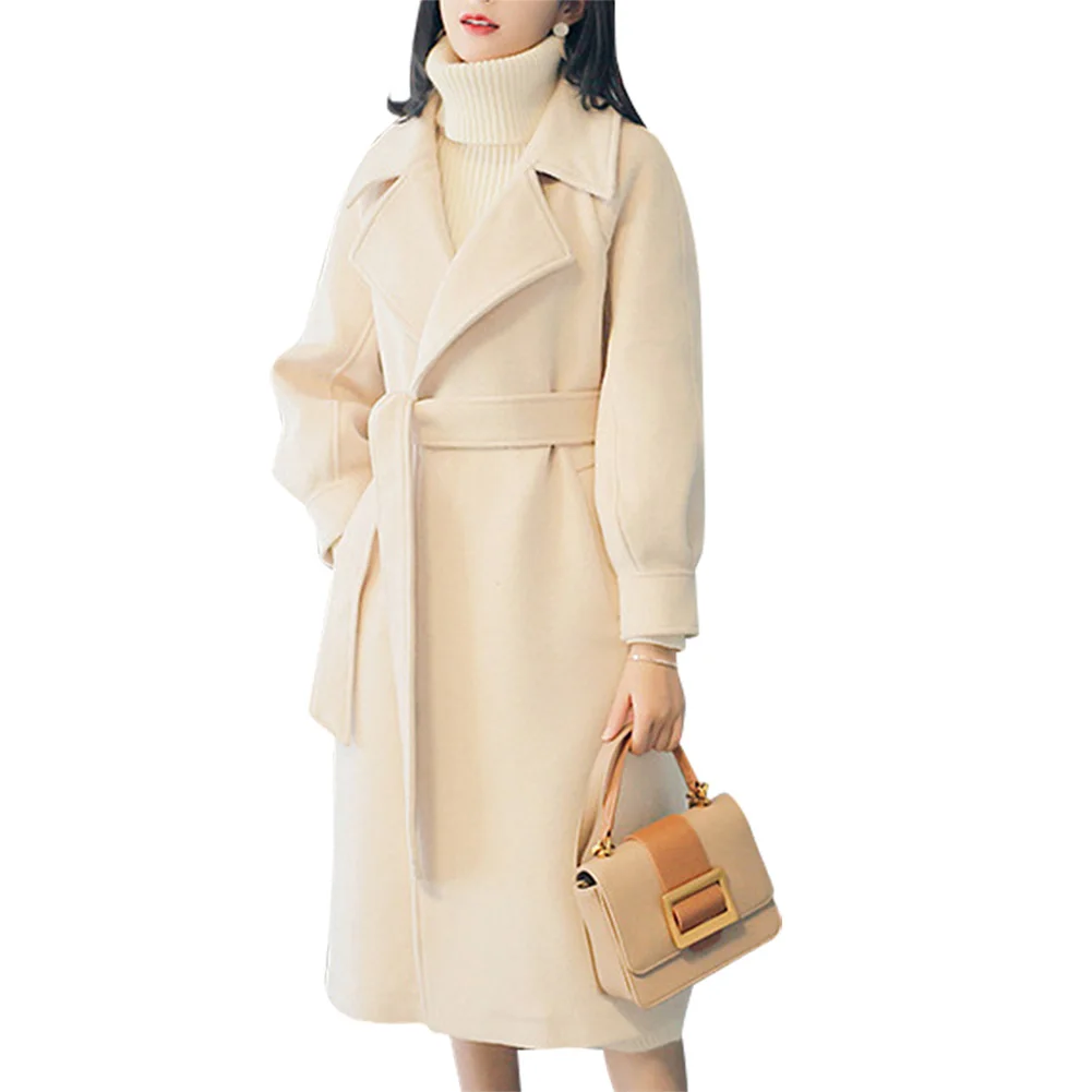 Белый Women Lady Long Sleeve Coat Thicken Solid Color for Autumn Winter Beach Party IK88 - Цвет: Белый