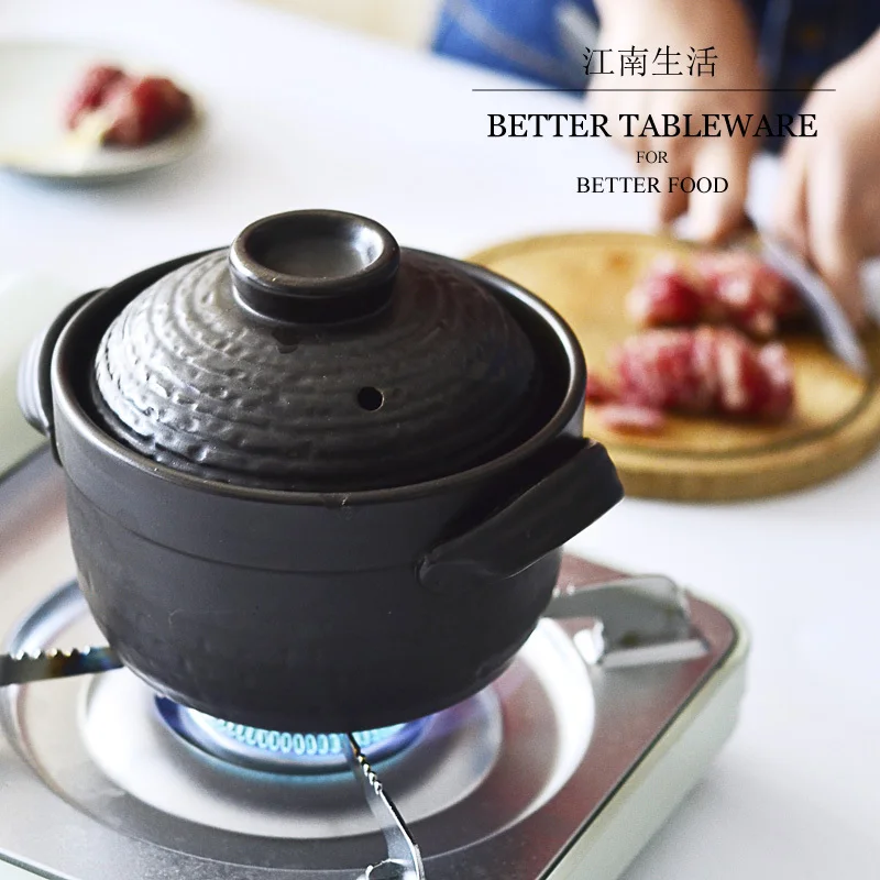 

Small Clay Pot One Person Fast Cooked Rice Cooker Casseroles Two Cover Stoneware Pan Saucepan Mini Soup Milk Pot