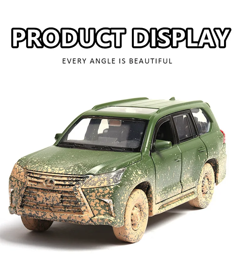 1:32 Lexus lx570 грязная версия, светильник, ремень, оттягивающий назад, модель автомобиля из сплава, модель автомобиля, украшение, коллекция игрушек