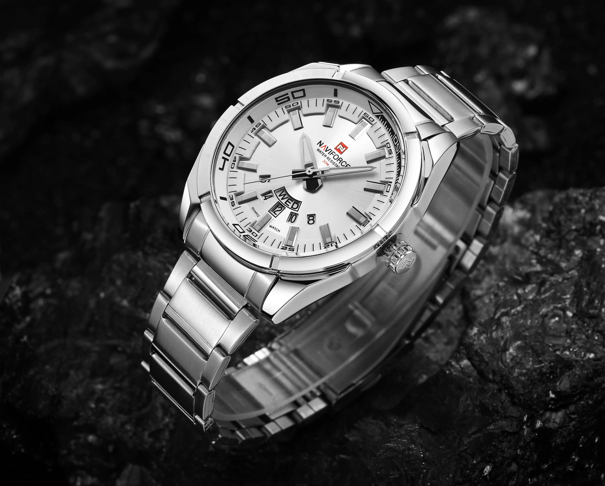 NAVIFORCE Brand Men Watches Business Quartz Watch Men's Stainless Steel Band 30M Waterproof Date Wristwatches Relogio Masculino quartz watch glass