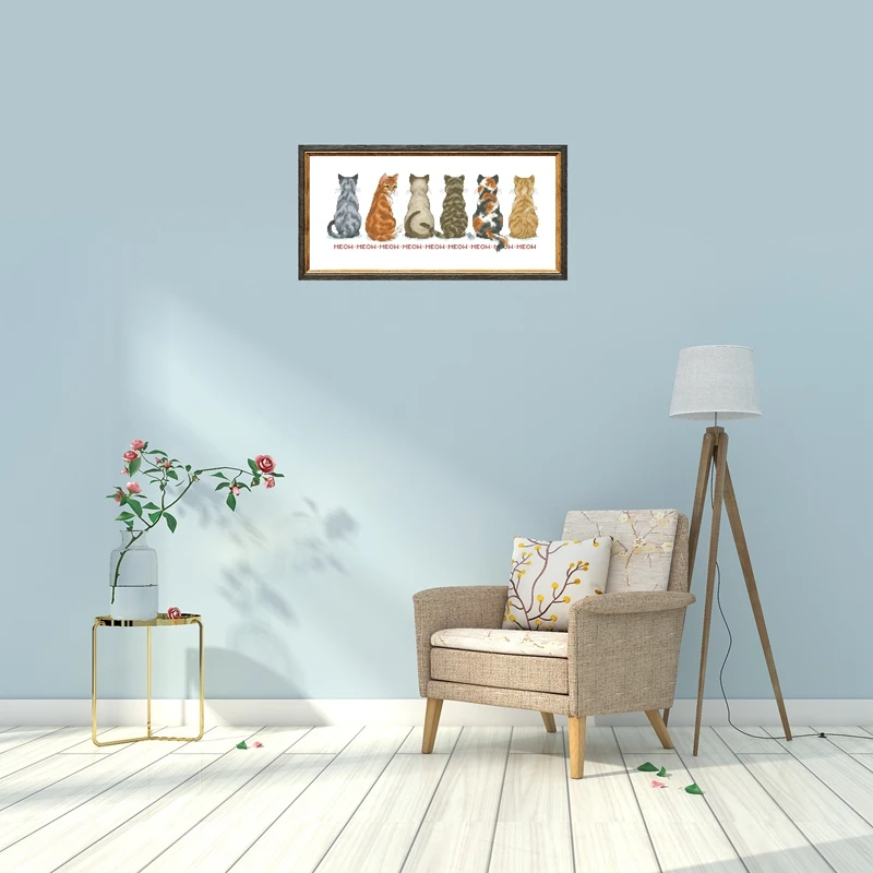 Cats Cross Stitch Kit Cartoon Pattern Canvas DIY