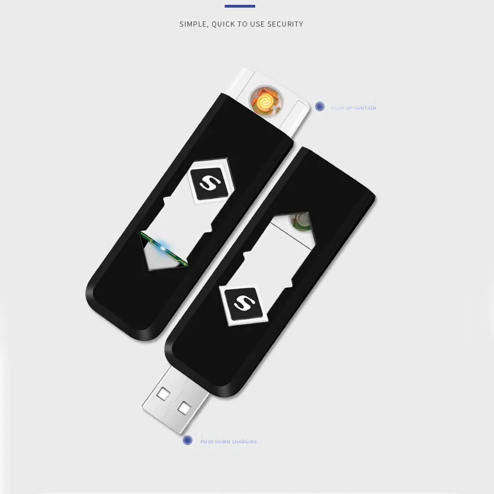 USB зарядка Зажигалка электронные зажигалки для сигарет бездымного Беспламенного