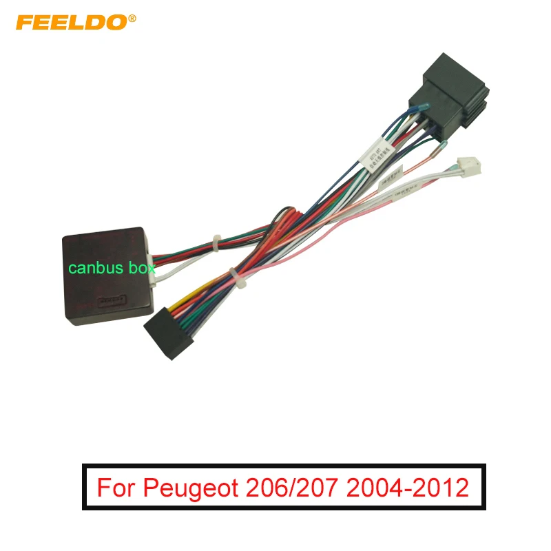 

FEELDO Car 16pin Audio Wiring Harness With Canbus Box For Peugeot 206/207 04-12 Aftermarket Stereo Installation Wire Adapter