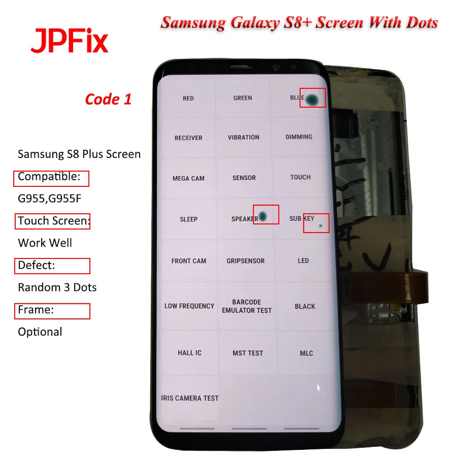 

Jpfix For Samsung S8 Plus Defective LCD Screen G955 G955FD S8+ Touch Screen Display Digitizer Assembly