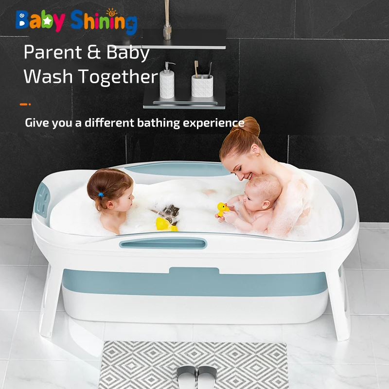 Baignoire de bain pour bébé Portable | 1.4m/55po, rouleau de Massage à la vapeur, en plastique, pliable et épais, pour la maison, la famille