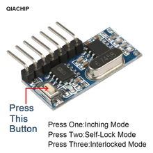 Módulo decodificador de código de aprendizado, receptor rf 433 mhz qiachip 4 ch sem fio para controle remoto 433 1527 codificação