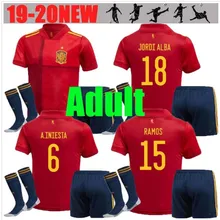 Испанские футбольные майки PIQUE SERGIO A. INIESTA MORATA KOKE ramos ASENSIO SILVA ISCO Tiago комплект для взрослых+ носки Джерси