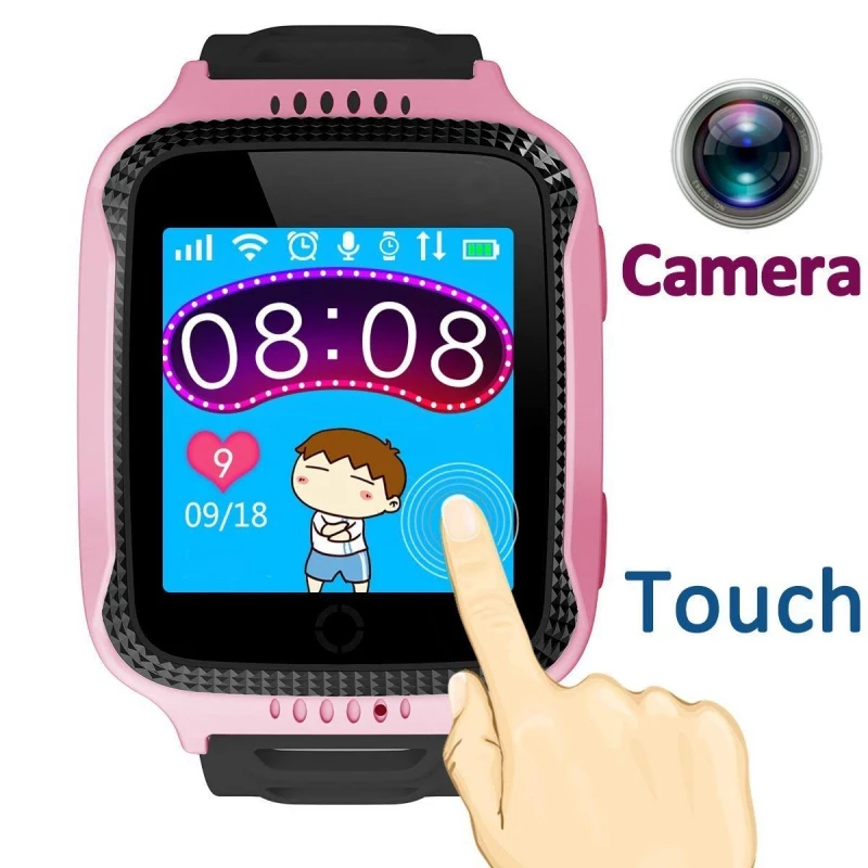  Kid Safe Uhr Mit Taschenlampe und Kamera SIM Anrufe Kind GPS Smart Uhr Anti-verloren SOS Standort T