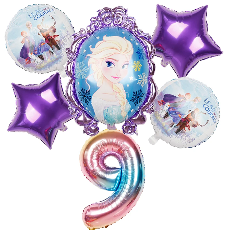 1set 6 шт elsa disney принцессы из мультфильма “Холодное сердце” воздушные шары с гелием 32 дюймов номер Baby shower из фольги globos День Рождения украшения детские игрушки - Цвет: 1set