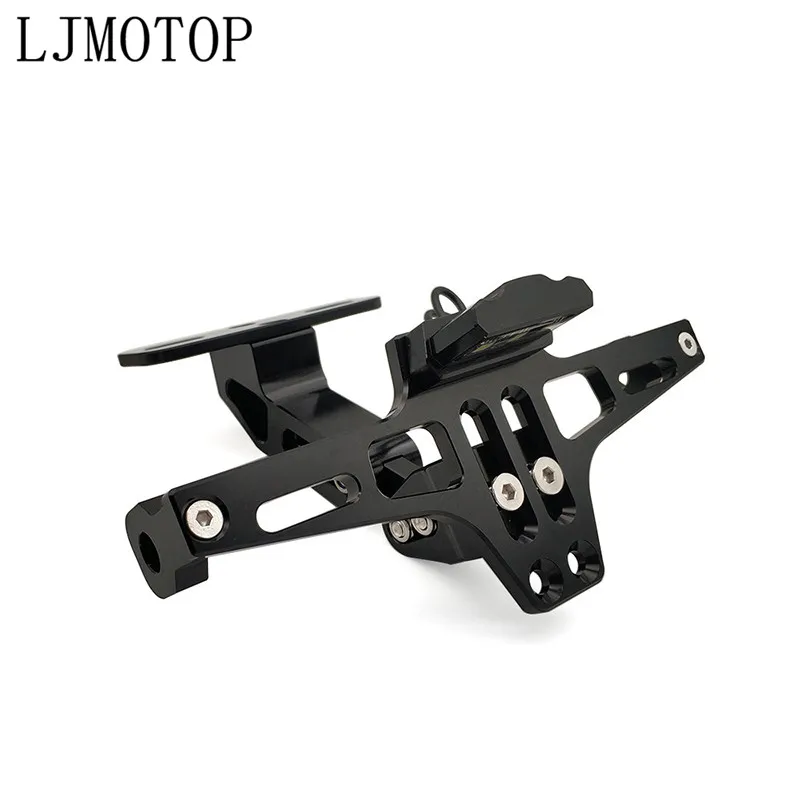 

Motorcycle License Plate Frame Holder Bracket Adjustable Angle + LED Light CNC For TRIUMRH FZR 600/FZR 600R FZ600 TRX850