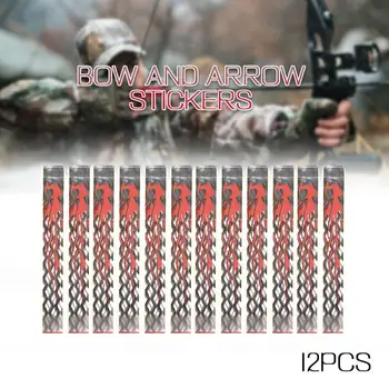 

Durable Red 12pcs Arrow Tail Decorate Hunter Arrow Tail Sticker Arrow Wraps Archery Field Camp Archery Shafts Hunting Bow