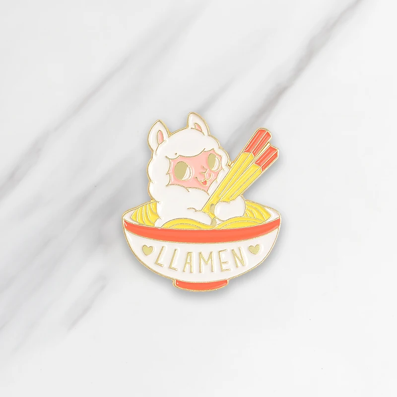 Lapel Pin Cartoon Bowl Little Sheep Noodles Enamel Brooch Clothes Badge Jewelry Gift For Friends Kids | Украшения и аксессуары
