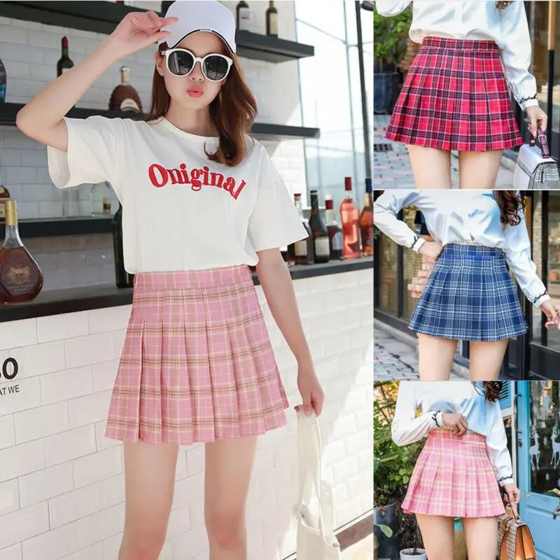 Модная Мини плиссированная юбка Повседневная Свободная клетчатая новая