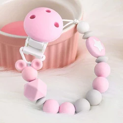 Baby Pacifier Clips Silicone Pacifier Chains Clips Pendant Beads Baby Teething Chain Infant Nipple Clamp Chew Accessories