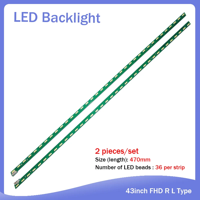 New 10pieces/set 36LED 47cm LED Strip for LG 43LF5400 43LF5900 MAK632C7801 G1GAN01-0794A G1GAN01-0793A 43inch FHD R L Type