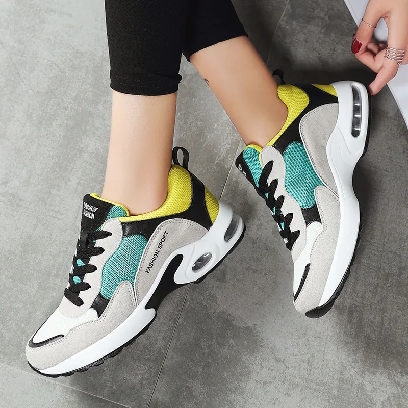 Green Air Sole кроссовки для женщин не скользящие кроссовки демпфирующая дышащая подушка спортивная обувь для увеличения роста кроссовки для спортзала - Цвет: Green