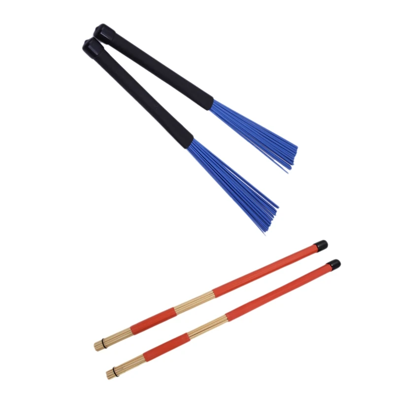 

1 Pair 40CM Bamboo Rod Drum Brushes Sticks for Jazz Folk Music (Red) & Generic 1 Pair Jazz Drum Brushes Retractable Drum Sticks