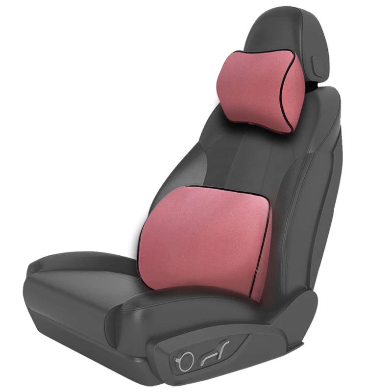 One Set Pink Стандартная поддержка спины автомобиля пены памяти Массажная поддержка для поясницы для автомобильного сиденья офисного стула поясная подушка Универсальная - Название цвета: One Set Pink
