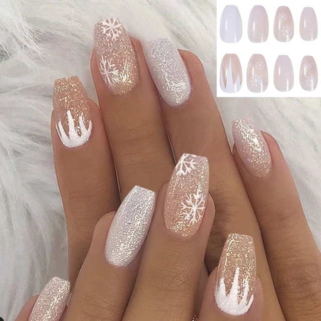 24pcs Autumn Winter Black Gradient Color False Nails Recyclable Full