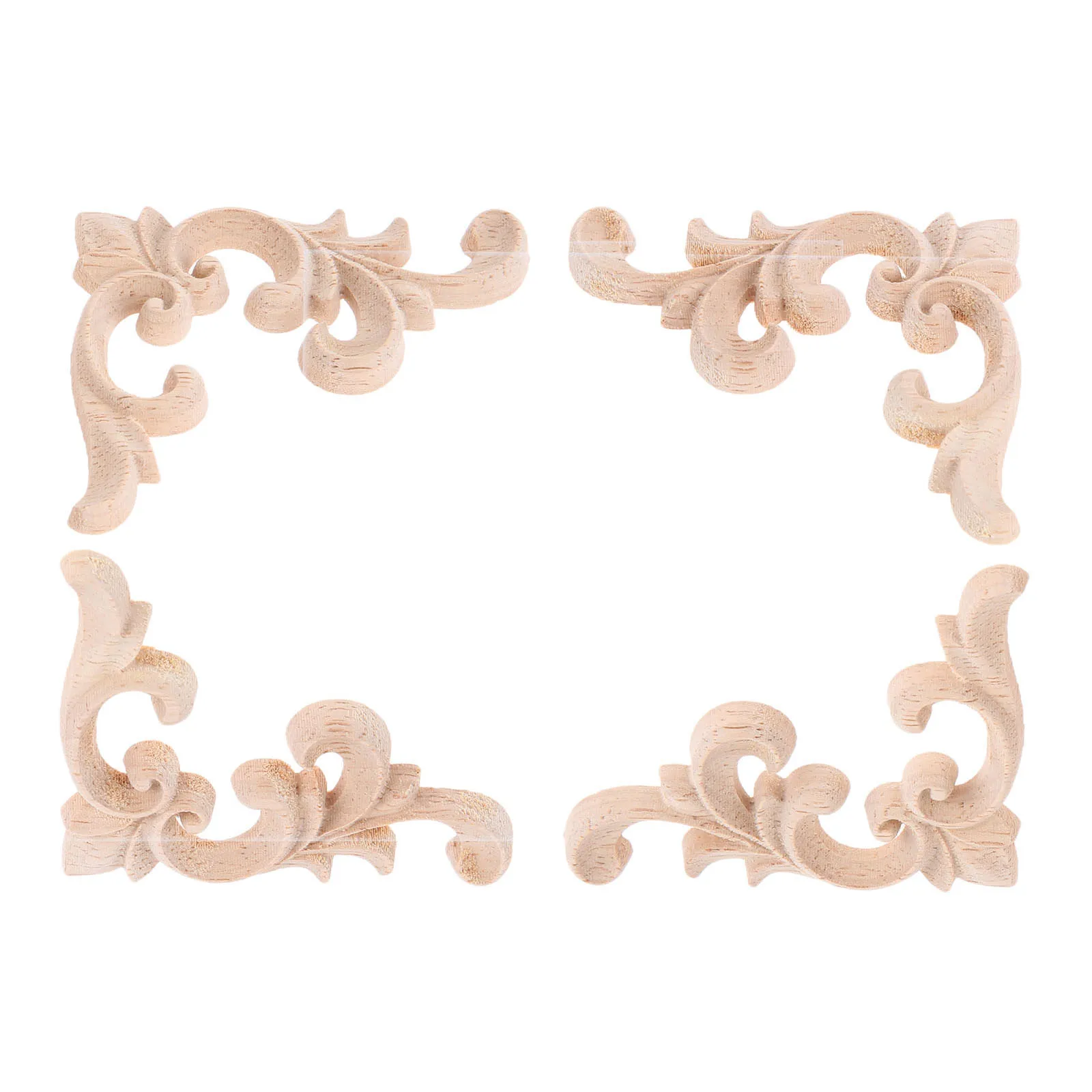 8/4/2 PCS Left&ampRight Wood Hand Carved Corner Flower Pattern Applique Unpainted Furniture Doors Walls Ornamental Decor 7.5x6cm | Дом и сад